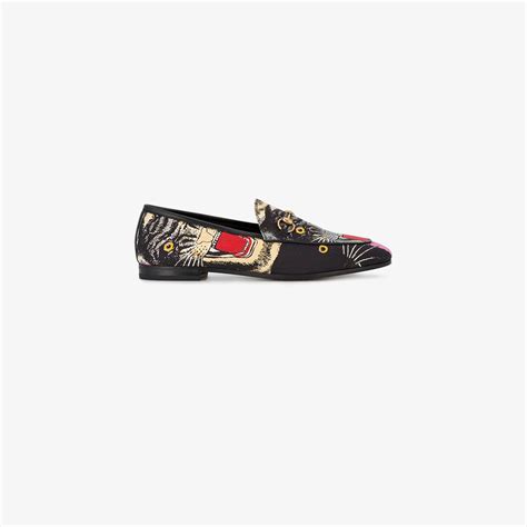 gucci black angry cat print loafers|gucci wedge loafers.